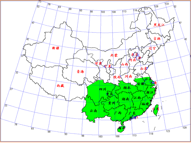 台湾乳白蚁在我国的分布(绿色部分)台湾乳白蚁兵蚁