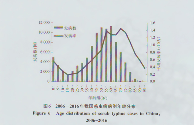我国恙虫病病例年龄分布